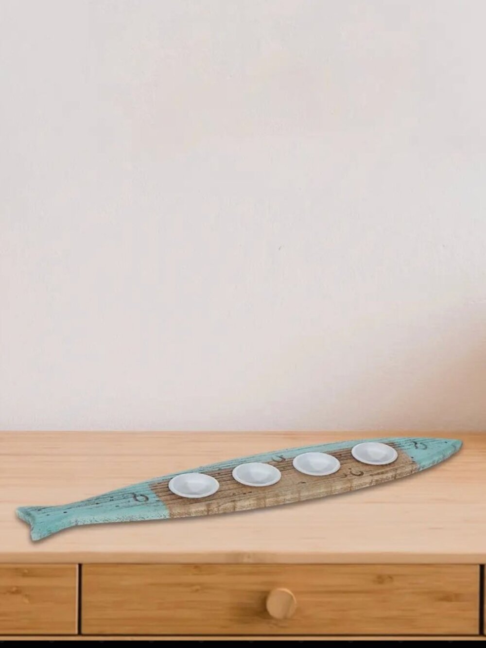IH Casa Decor - Wooden Fish with 3 Tealight Holders Large